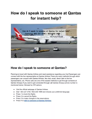 How do I speak to someone at Qantas for instant help?