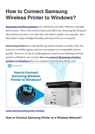 How to Connect Samsung Wireless Printer to Windows