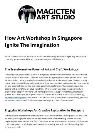Art Workshop In Singapore Is Upgrading The Imagination