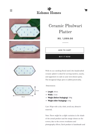 Ceramic Phulwari Platter - Kohana Homes