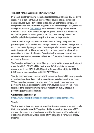 transient voltage suppressor market overview