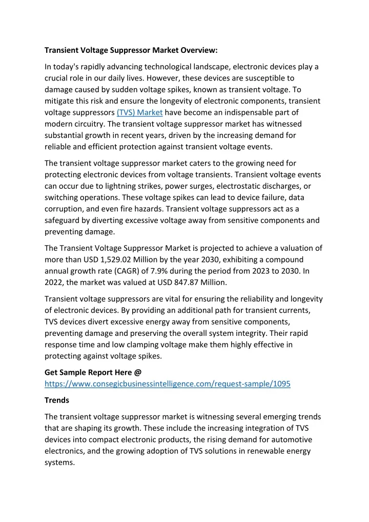 transient voltage suppressor market overview