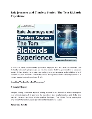 Epic Journeys and Timeless Stories_ The Tom Richards Experience