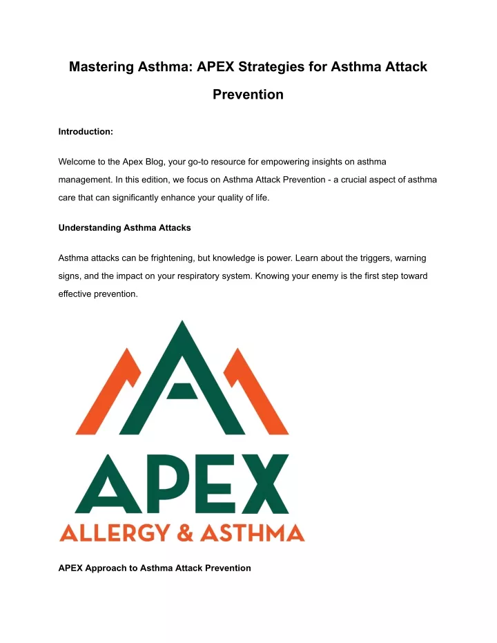 mastering asthma apex strategies for asthma attack