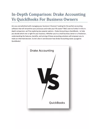 In Depth Comparison Drake Accounting Vs QuickBooks For Business Owners