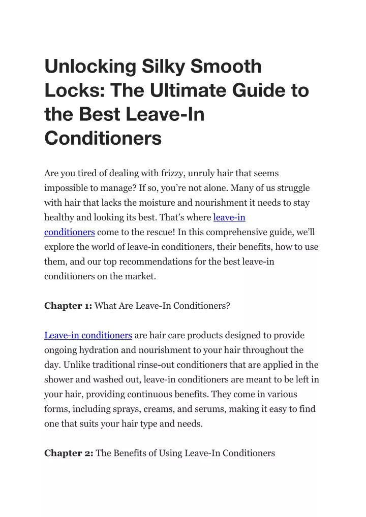 unlocking silky smooth locks the ultimate guide