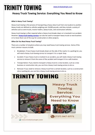 Heavy Truck Towing Service: Everything You Need to Know