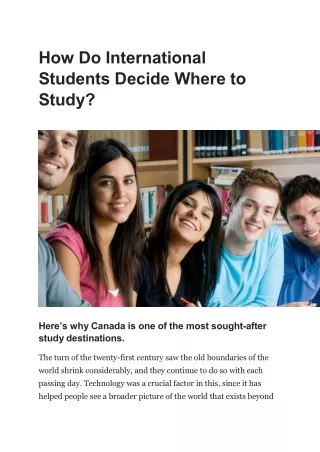 Why Study in Canada is the Ultimate Choice for International Students