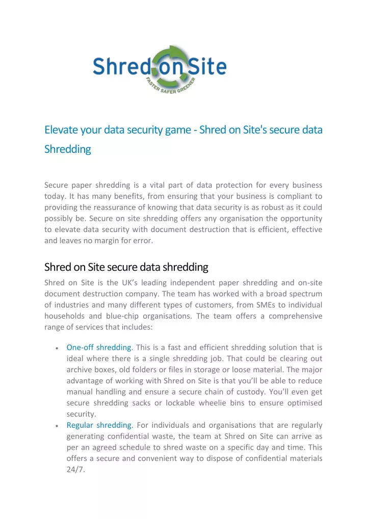 elevate your data security game shred on site