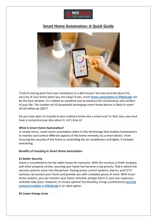 smart home automation a quick guide