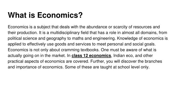 what is economics