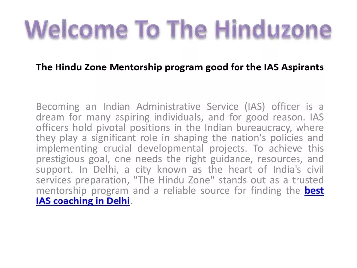 the hindu zone mentorship program good