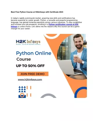 Best Free Python Course at H2kinfosys with Certificate 2023