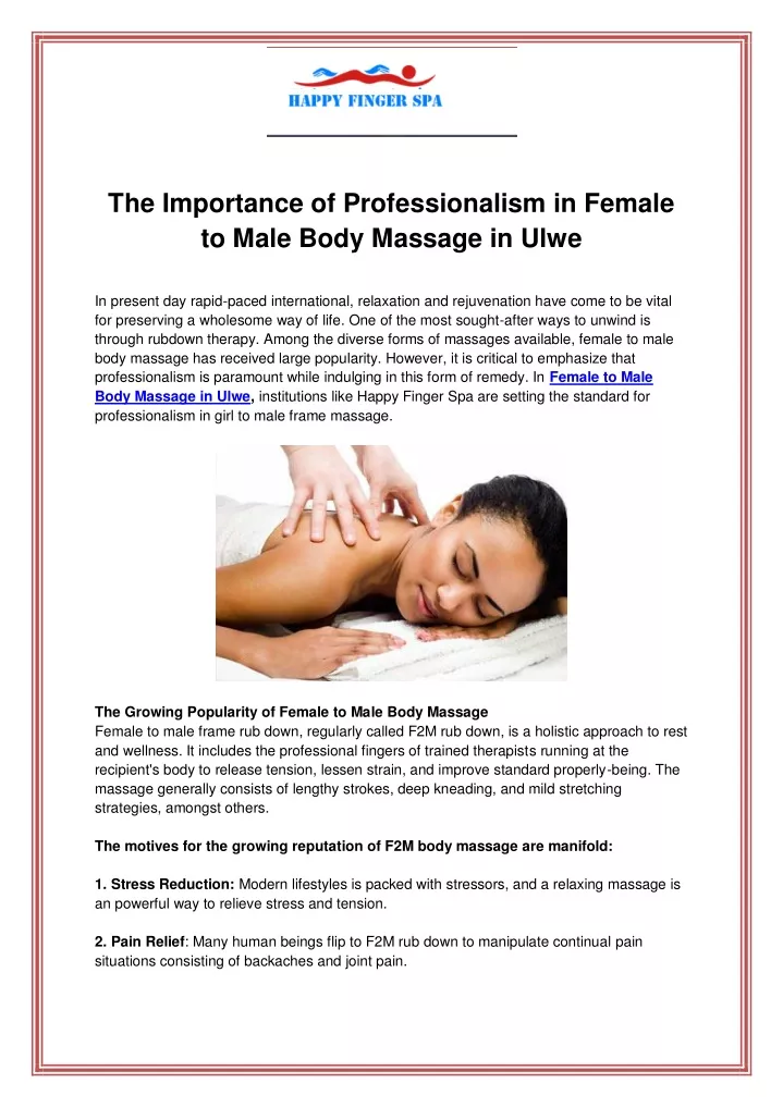 Ppt The Importance Of Professionalism In Female To Male Body Massage In Ulwe Powerpoint 3915