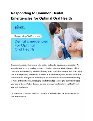 Responding to Common Dental Emergencies for Optimal Oral Health