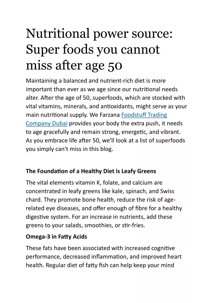 nutritional power source super foods you cannot