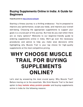 Buying Supplements Online in India
