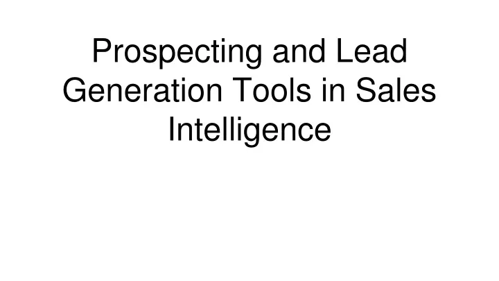 prospecting and lead generation tools in sales intelligence