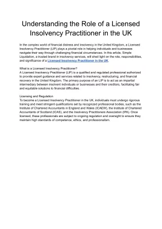 understanding the role of a licensed insolvency