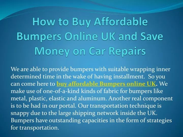 how to buy affordable bumpers online uk and save money on car repairs