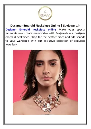 Designer Emerald Neckpiece Online | Savjewels.in