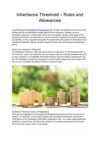 inheritance threshold rules and allowances
