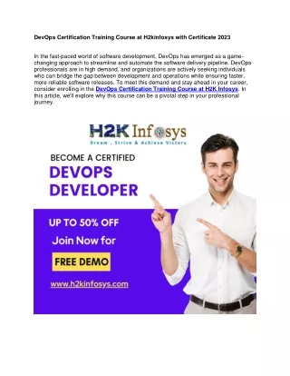 DevOps Certification Training Course at H2kinfosys with Certificate 2023
