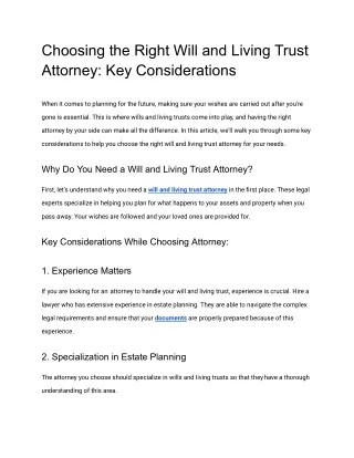 Choosing the Right Will and Living Trust Attorney_ Key Considerations