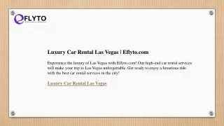 Luxury Car Rental Las Vegas  Eflyto.com