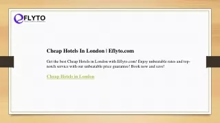 Cheap Hotels In London  Eflyto.com