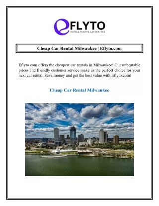 Cheap Car Rental Milwaukee  Eflyto.com