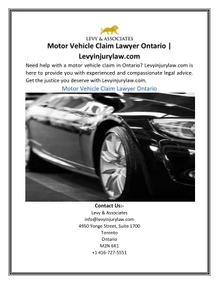 Motor Vehicle Claim Lawyer Ontario | Levyinjurylaw.com