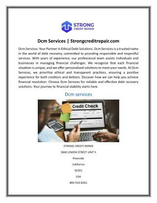 Dcm Services  Strongcreditrepair.com