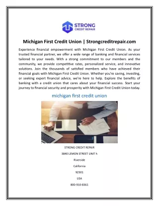 Michigan First Credit Union  Strongcreditrepair.com