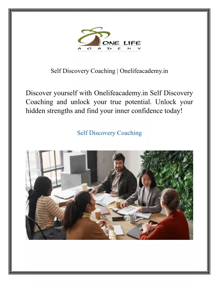 self discovery coaching onelifeacademy in