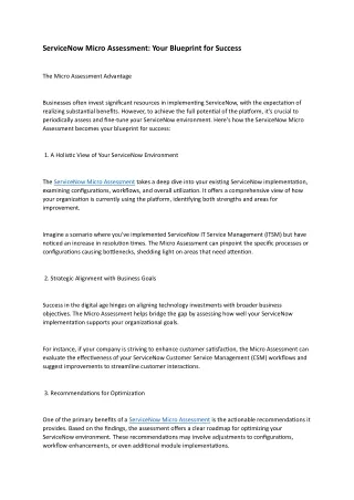 servicenow micro assessment your blueprint