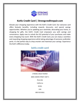 Kohls Credit Card Strongcreditrepair.com