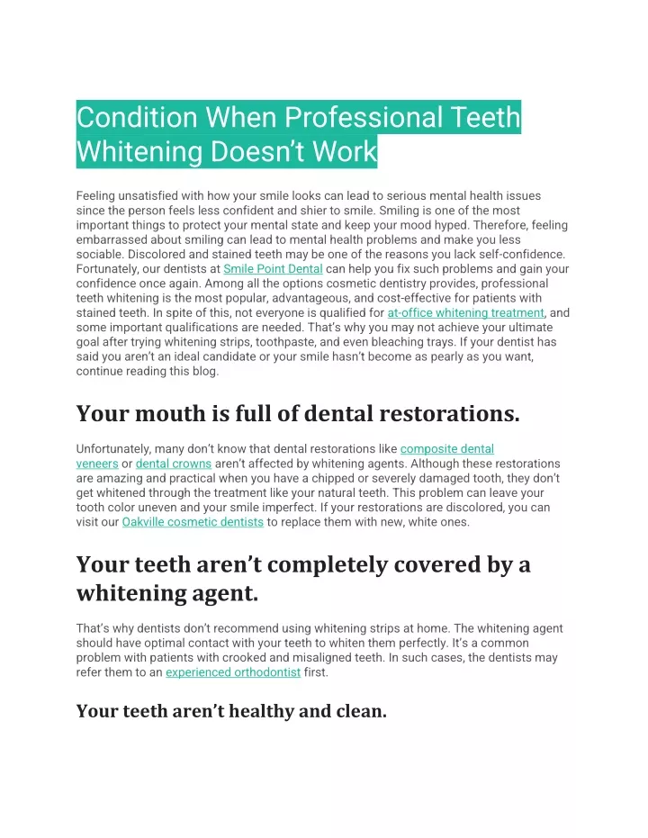 condition when professional teeth whitening doesn