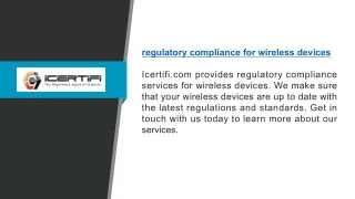 Regulatory Compliance For Wireless Devices  Icertifi.com