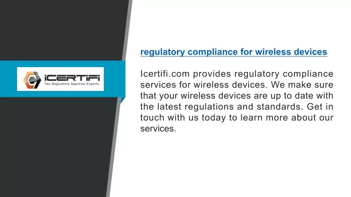 regulatory compliance for wireless devices