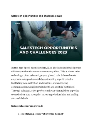 salestech opportunities and challenges 2023