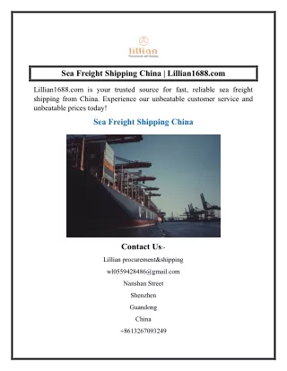 Sea Freight Shipping China  Lillian1688.com