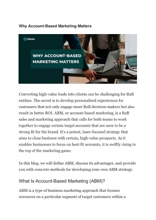 why account based marketing matters