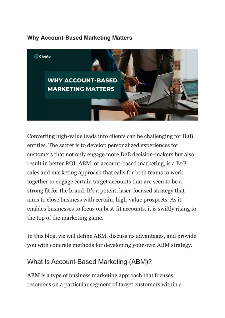 why account based marketing matters