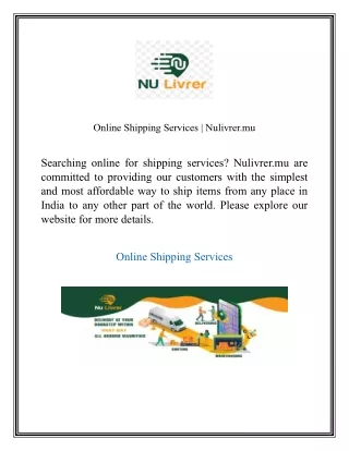 Online Shipping Services  Nulivrer.mu