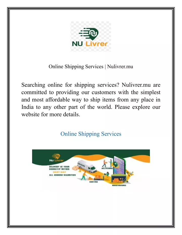 online shipping services nulivrer mu