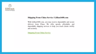 Shipping From China Service  Lillian1688.com
