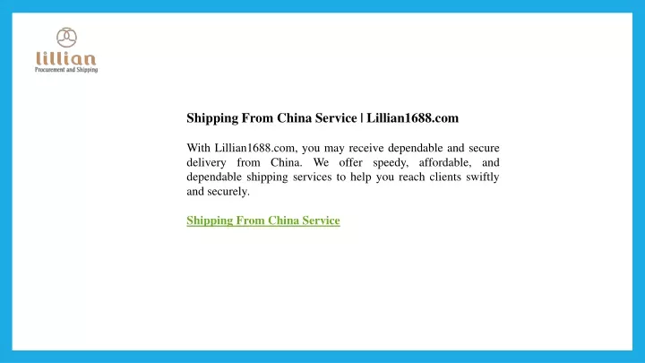shipping from china service lillian1688 com with