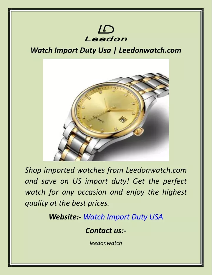 watch import duty usa leedonwatch com