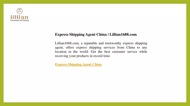 express shipping agent china lillian1688